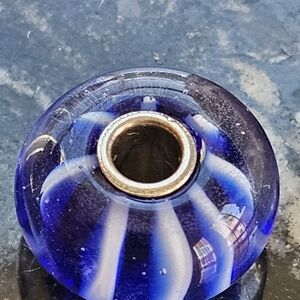 Retired Sterling Silver Trollbeads Blue Stripe TGLBE-10054